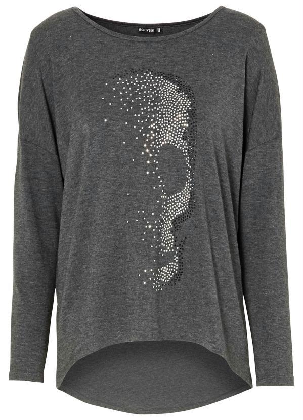 bonprix - Blusa Mullet Manga Longa Cinza 2