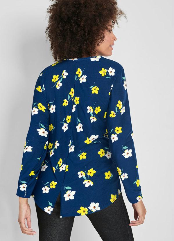Outlet - Blusa Mullet Manga Longa Floral Azul 6