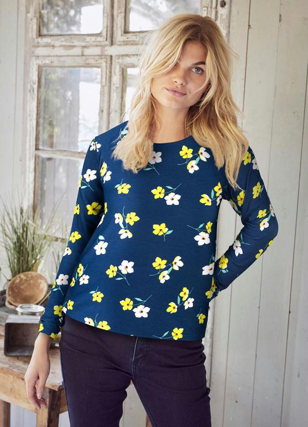 Outlet - Blusa Mullet Manga Longa Floral Azul 5