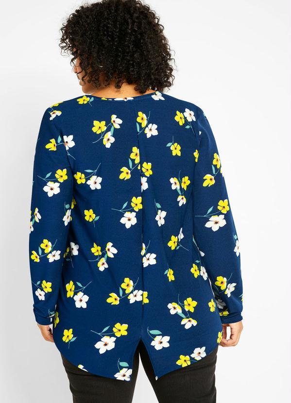 Outlet - Blusa Mullet Manga Longa Floral Azul 3