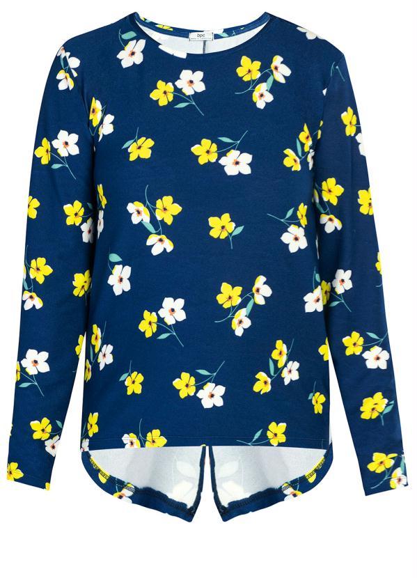 Outlet - Blusa Mullet Manga Longa Floral Azul 2