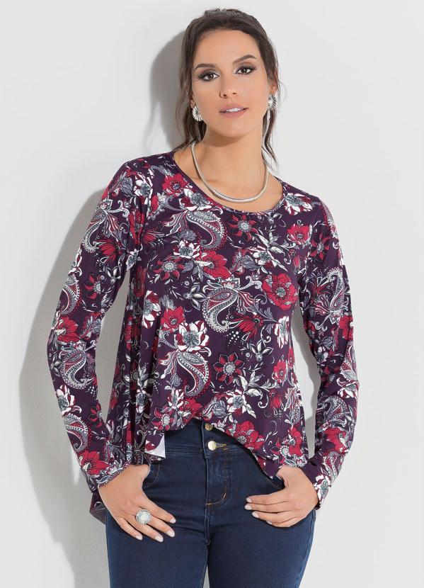 Quintess - Blusa Mullet Soltinha Floral Dark Quintess