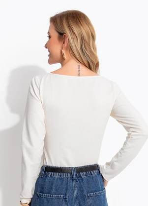 Quintess - Blusa Natural em Malha de Algodão - QUINTESS