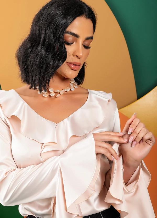 Quintess - Blusa Nude em Cetim