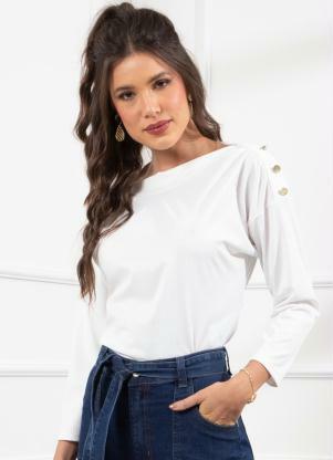 Blusa (Off White) com Botes nos Ombros