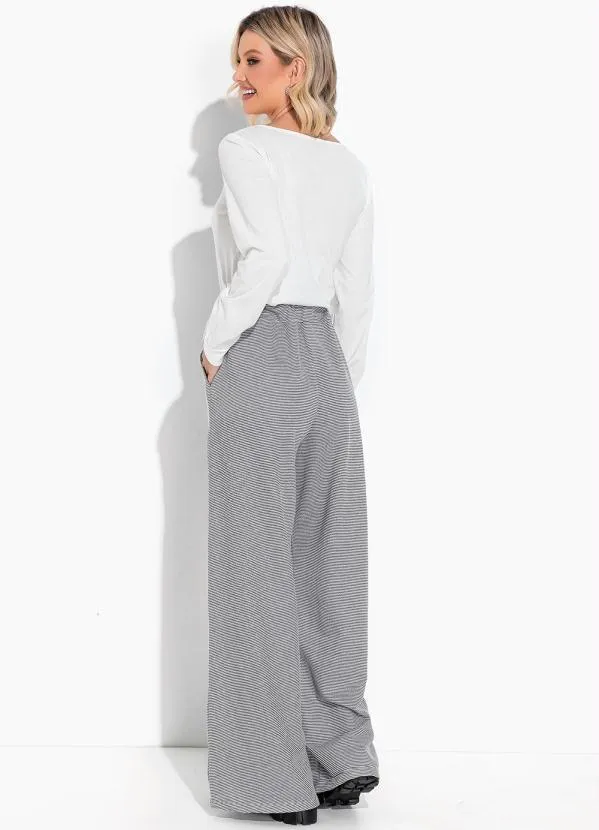 Moda Pop - Blusa Off White com Mangas Longas e Estampa 4