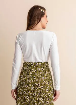 Rosalie - Blusa Off White Decote Degagê - ROSALIE