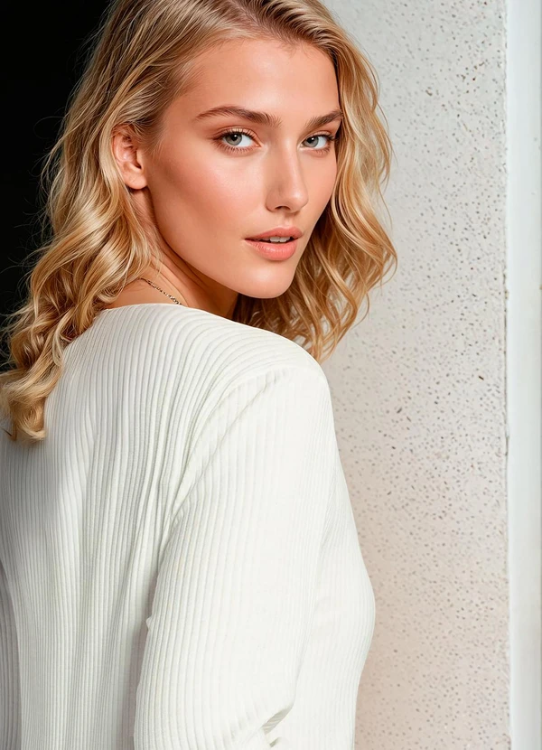 bonprix - Blusa Off White em Canelado 2