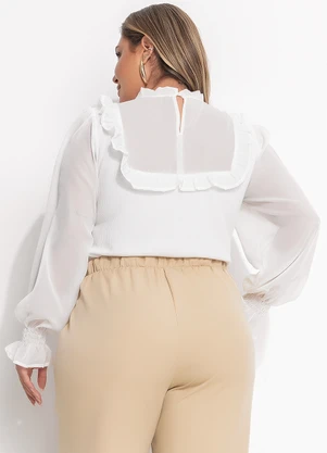 Quintess - Blusa Off White em Chiffon - QUINTESS
