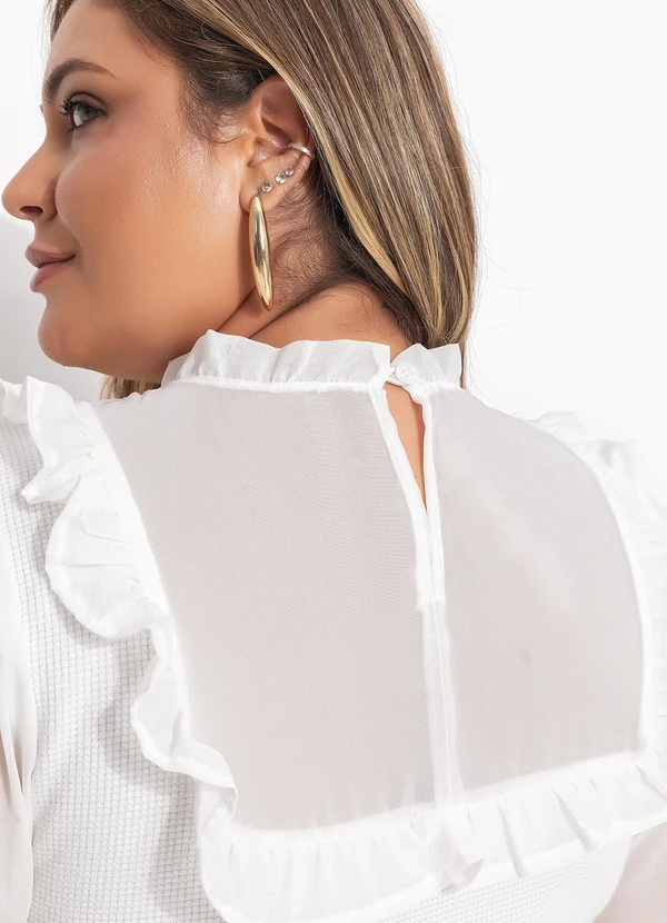 Quintess - Blusa Off White em Chiffon