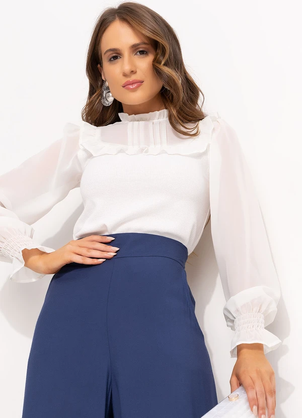 Quintess - Blusa Off White em Chiffon 11