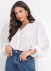 Blusa Off White em Crepe Plano