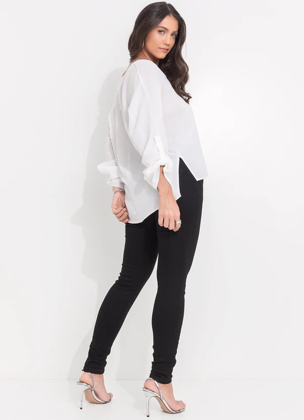 Quintess - Blusa Off White em Crepe Plano 4