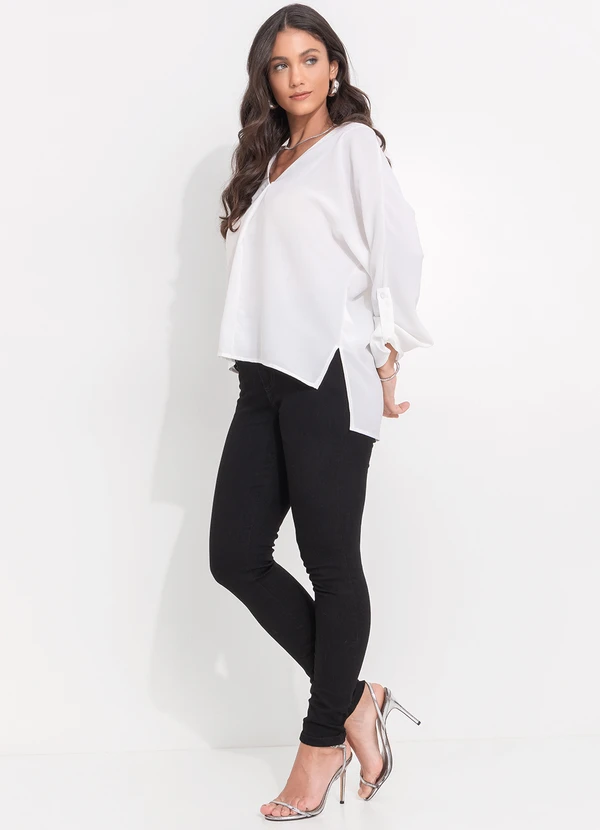 Quintess - Blusa Off White em Crepe Plano 5