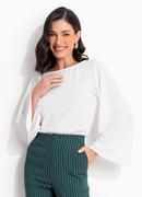 Blusa Off White em Malha Anarruga