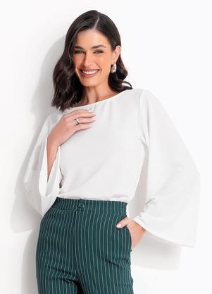 Blusa (Off White) em Malha Anarruga