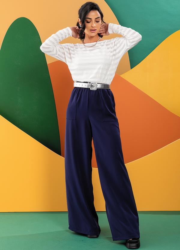 Quintess - Blusa Off White em Malha Plush  Jacquard 3