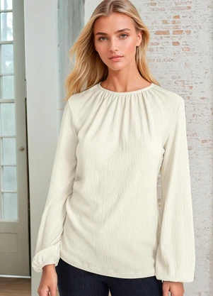 bonprix - Blusa Off White em Piquet - BONPRIX