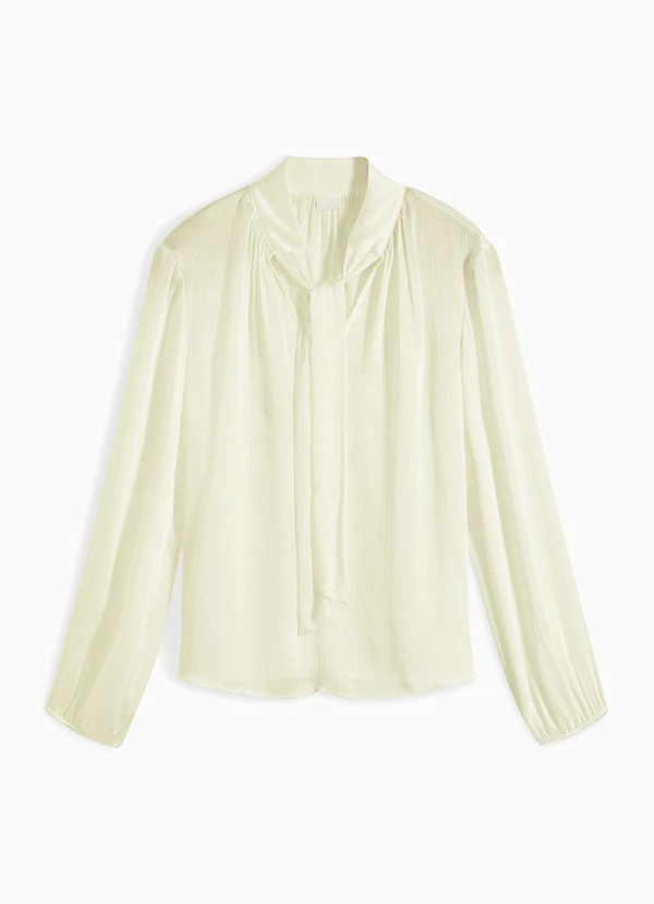 bonprix - Blusa Off White em Tecido Acetinado com Textura. 5