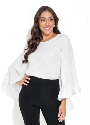 Rovitex - Blusa Off White em Tecido Jacquard - ROVITEX