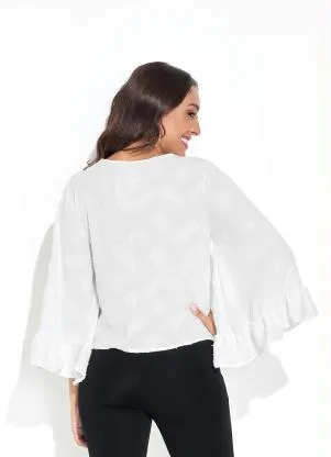 Rovitex - Blusa Off White em Tecido Jacquard - ROVITEX