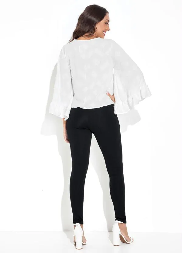 Rovitex - Blusa Off White em Tecido Jacquard 4