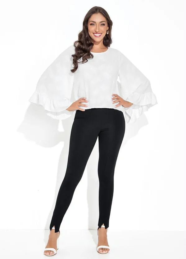 Rovitex - Blusa Off White em Tecido Jacquard 5