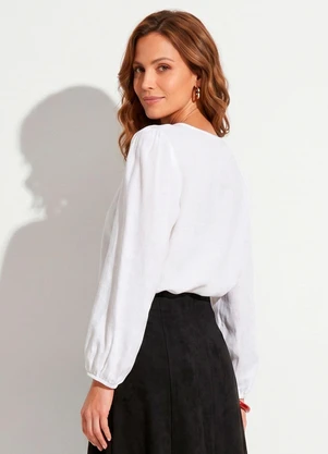 Quintess - Blusa Off White em Tecido Plano - QUINTESS