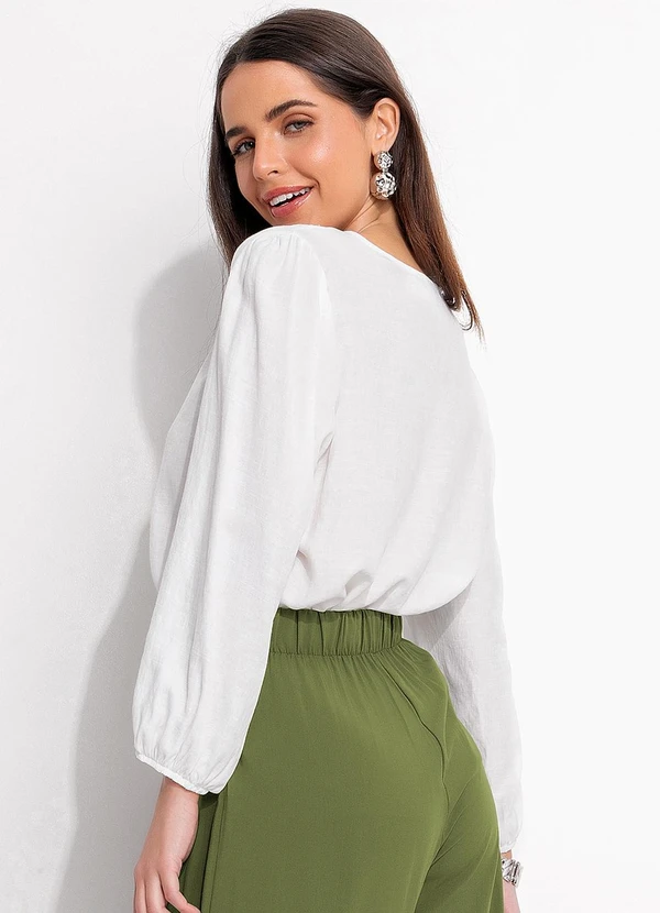 Quintess - Blusa Off White em Tecido Plano 7
