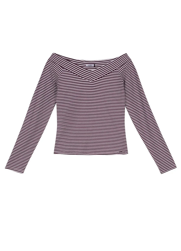Marialícia - Blusa Ombro a Ombro Canelada Listras Roxo 3