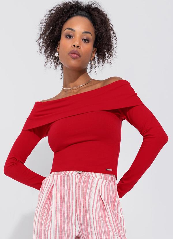 Enfim - Blusa Ombro a Ombro em Cotton Vermelho