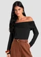 Dianna - Blusa Ombro a Ombro em Malha Visco Preto - variação: Preto