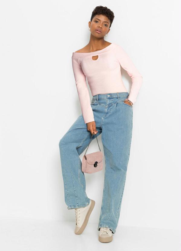 Outlet - Blusa Ombro a Ombro Rosa Claro 4