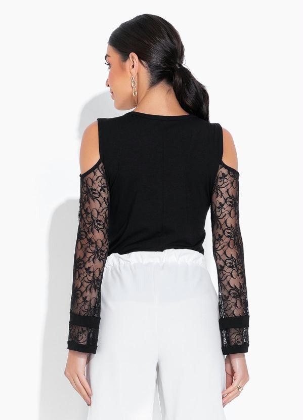 bonprix - Blusa Ombro Vazado Preta 2