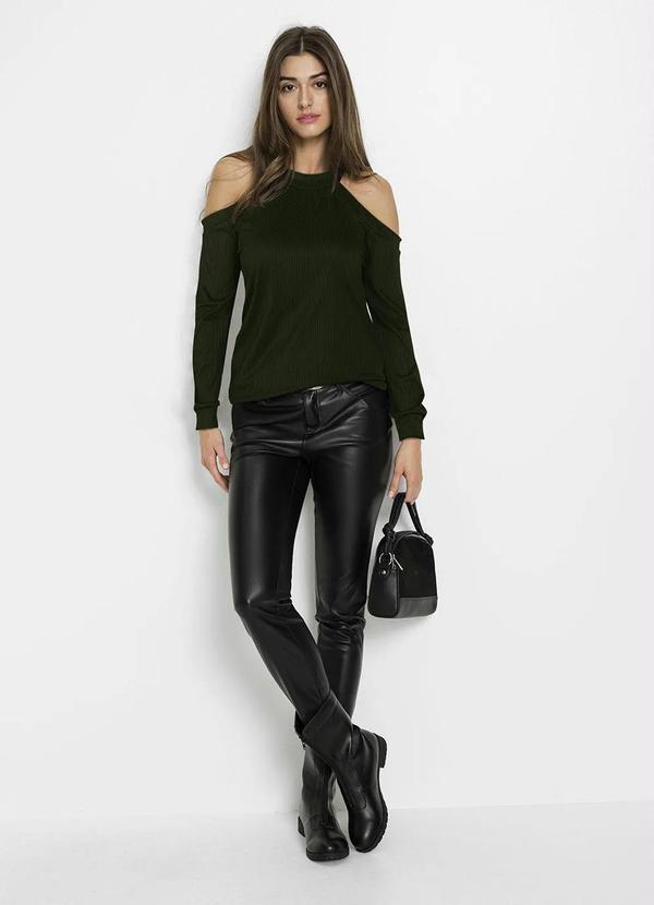 Queima Estoque - Blusa Ombros de Fora Manga Longa Verde 3