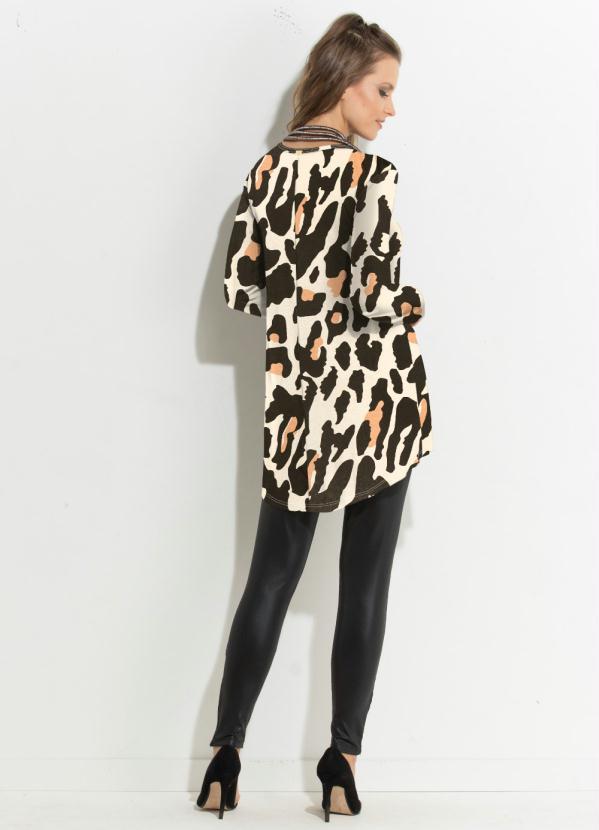 Quintess - Blusa Onça Bege com Manga Longa 2