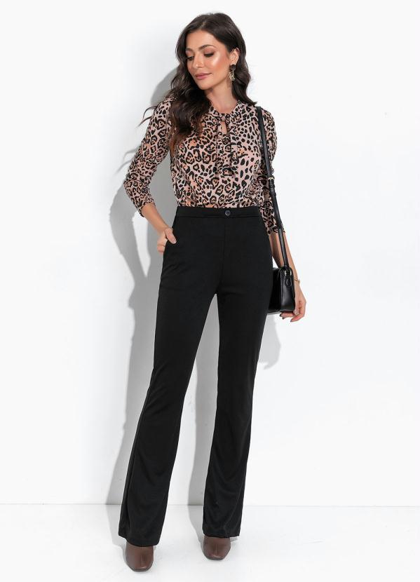 Moda Pop - Blusa Onça com Gola Laço 3