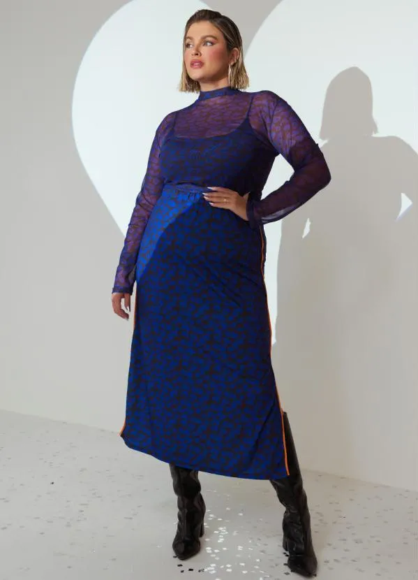 Quintess - Blusa Onça Marinho Segunda Pele em Tule 2