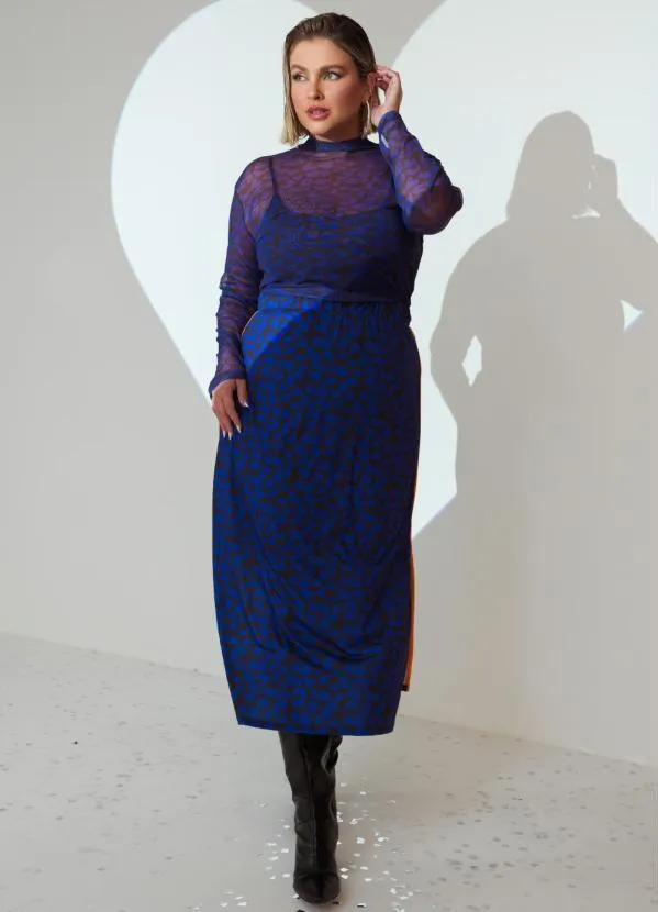 Quintess - Blusa Onça Marinho Segunda Pele em Tule 4