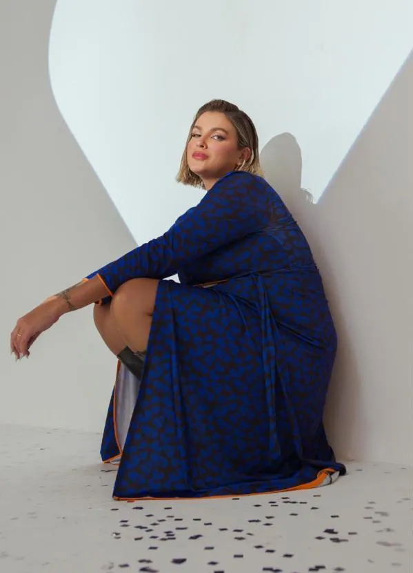 Quintess - Blusa Onça Marinho Segunda Pele em Tule 5