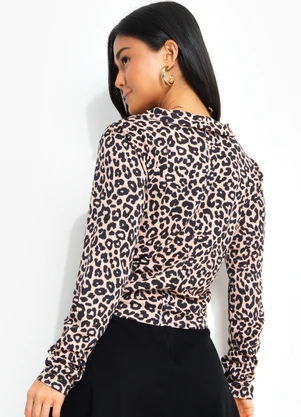 Rosalie - Blusa Onça Preta com Amarração - ROSALIE