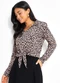 Rosalie - Blusa Floral com Amarração - variação: Onça Preta