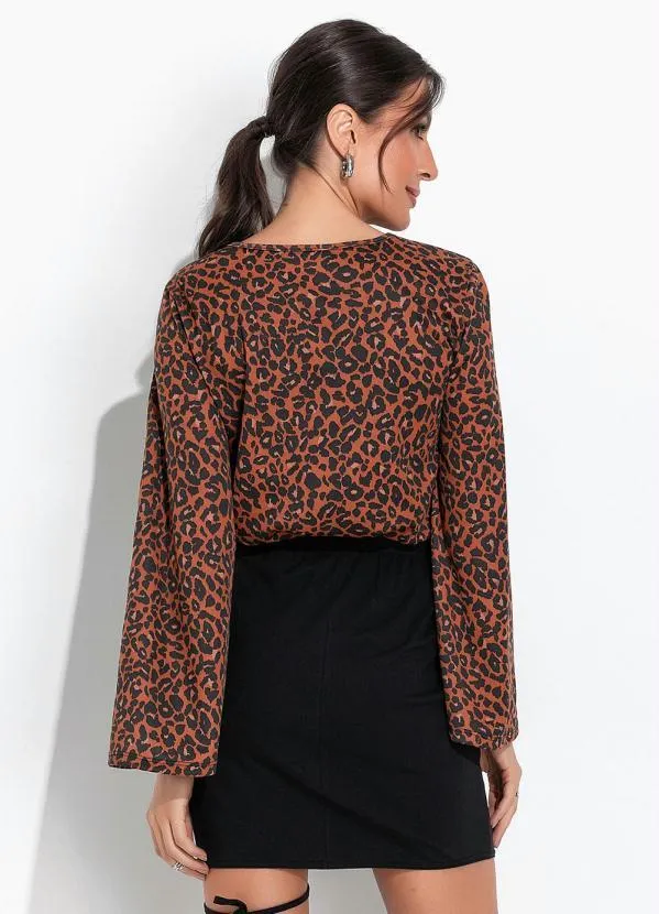 Moda Pop - Blusa Oncinha com Mangas Longas Amplas 2