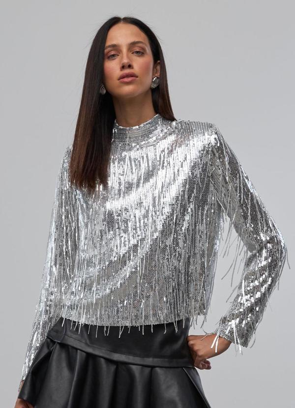 Carlota Costa - Blusa Paete Cinza