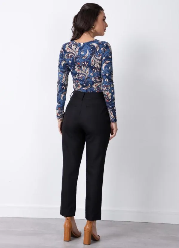 Quintess - Blusa Paisley Azul com Decote Ajustável 3
