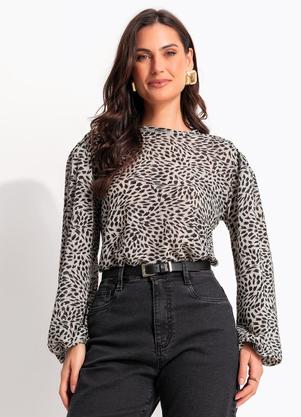 Blusa (Pincelado Abstrato) em Malha Plissada