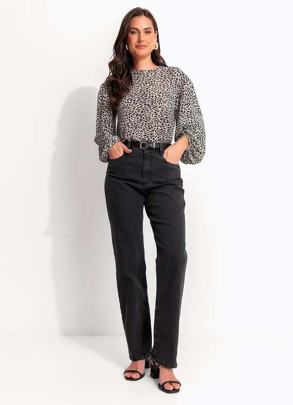 Quintess - Blusa Pincelado Abstrato em Malha Plissada 4