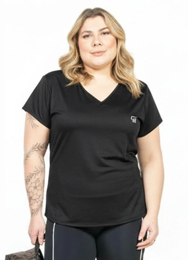 Cobertura - Blusa Plus Size com Estampa Preto
