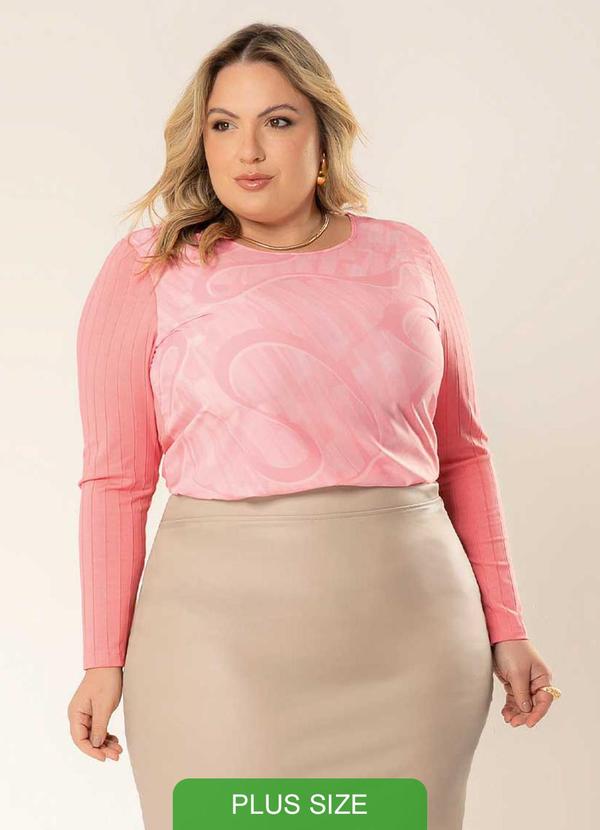 Cativa - Blusa Plus Size de Manga Comprida Rosa 1