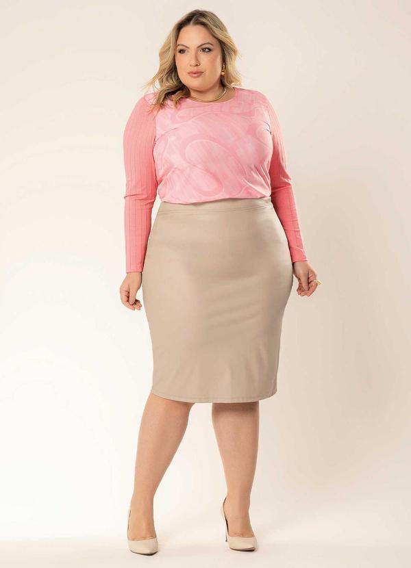 Cativa - Blusa Plus Size de Manga Comprida Rosa 2